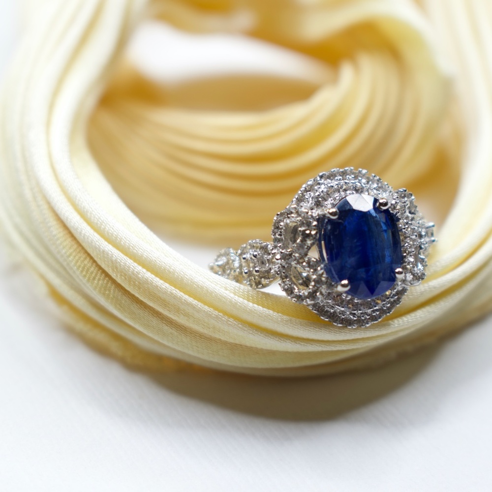 Blue & Cubic Zirconia Sterling Silver Ring